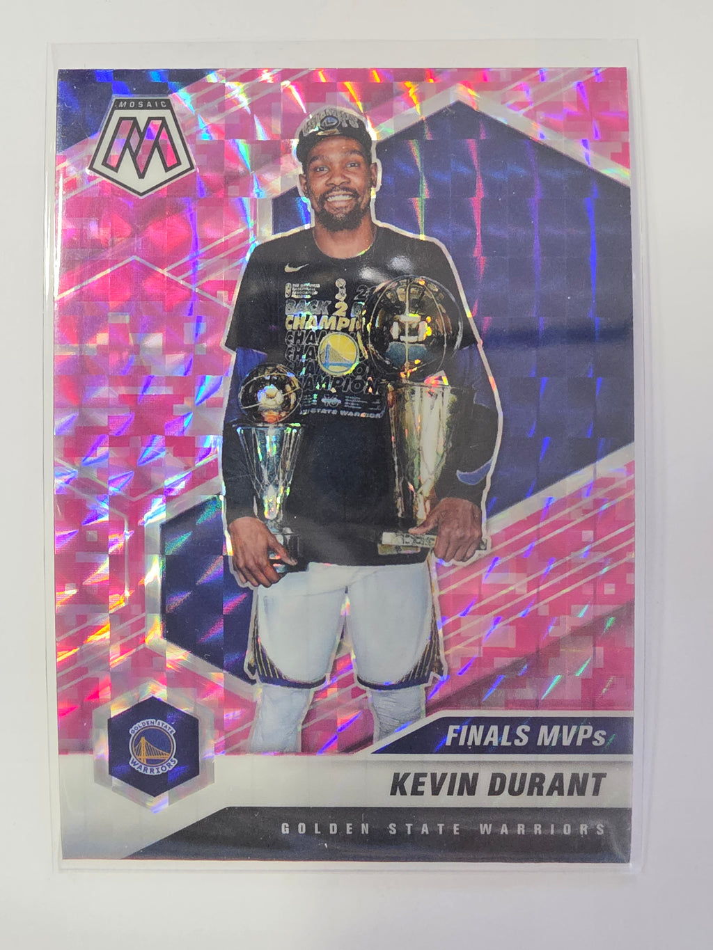 2020-21 Panini Mosaic | Pink Mosaic Parallel - Finals MVPs | #296 | Kevin Durant | Golden State Warriors
