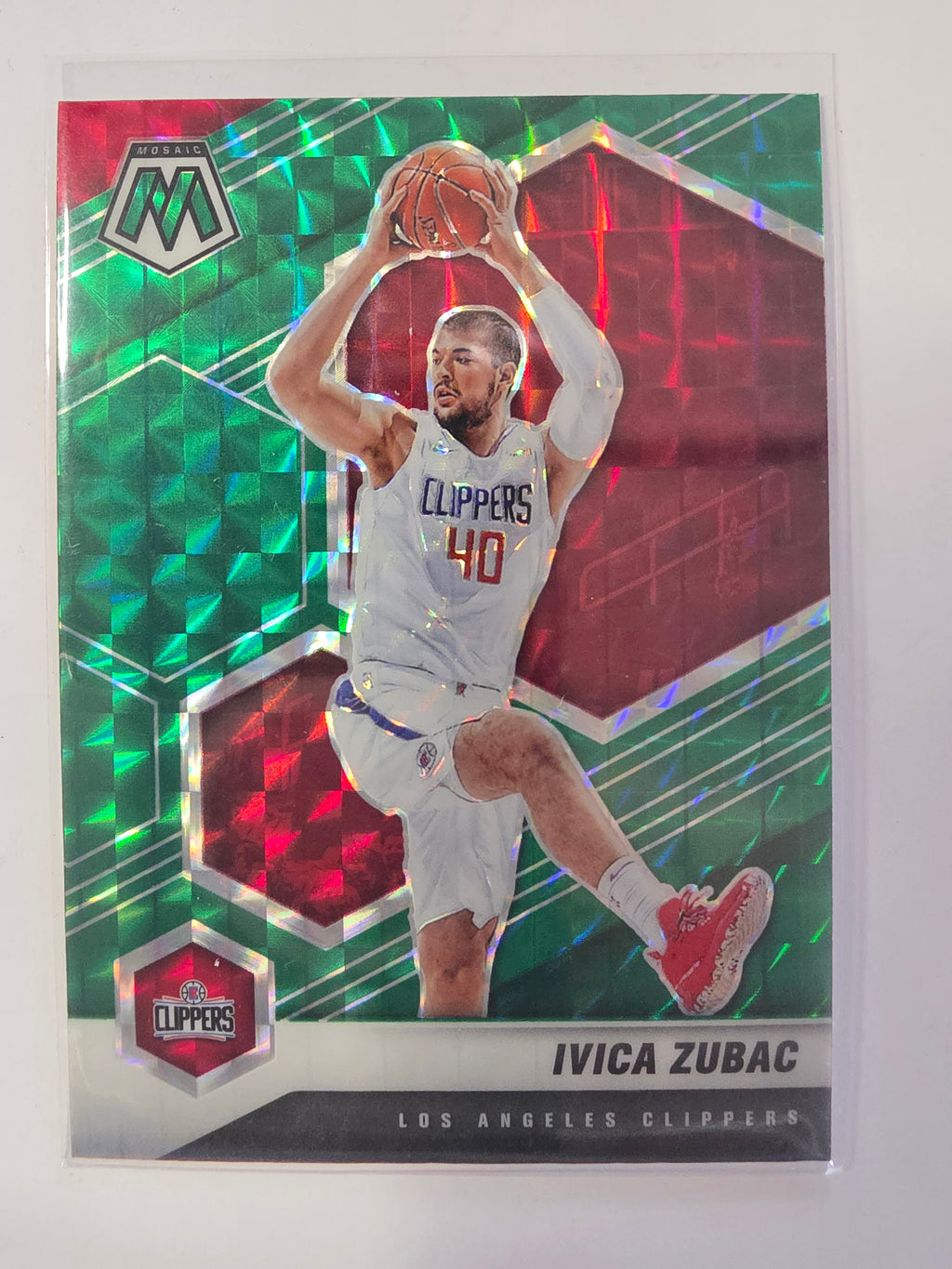 2020-21 Panini Mosaic | Green Mosaic Parallel | #60 | Ivica Zubac | Los Angeles Clippers