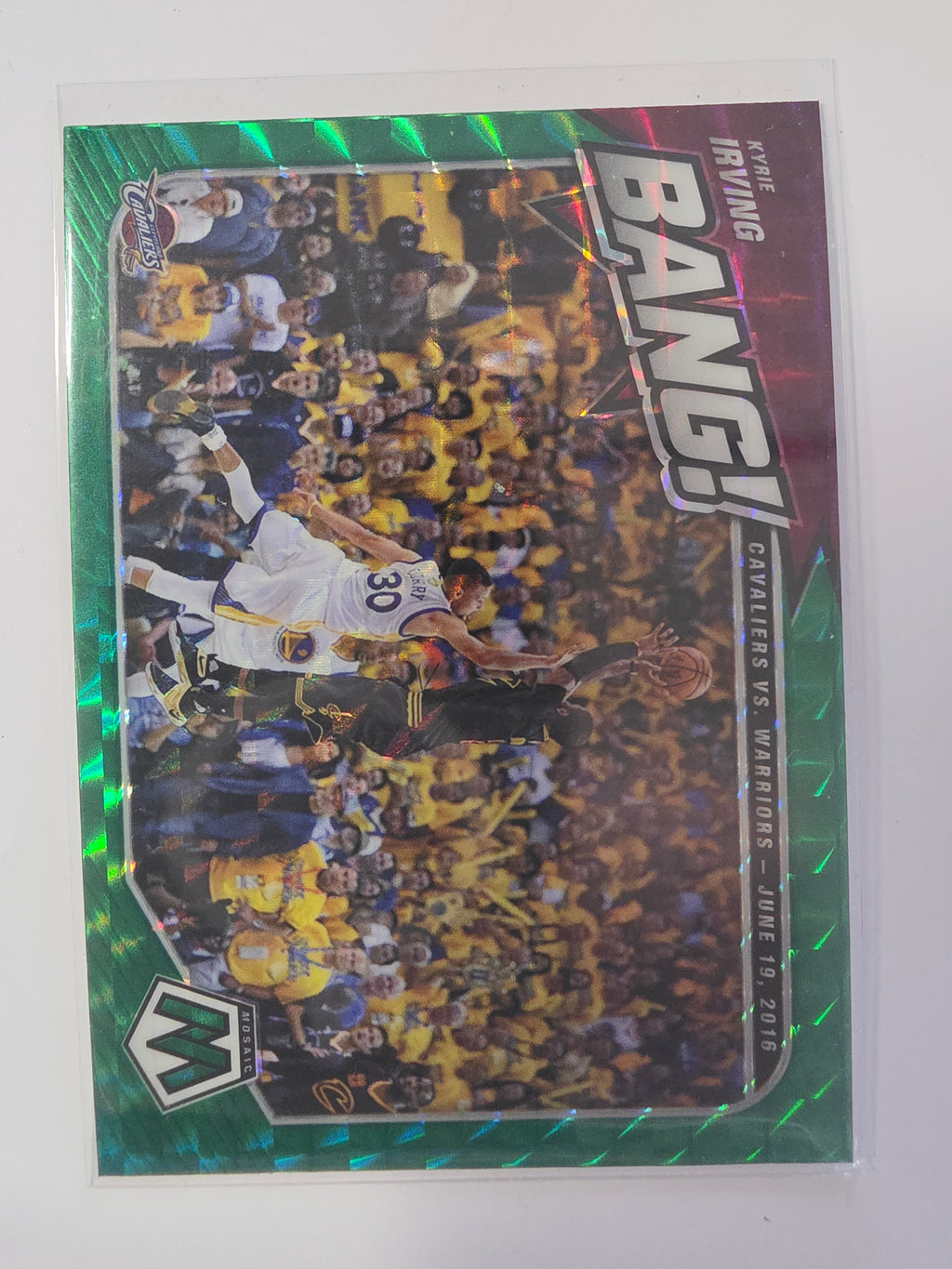 2020-21 Panini Mosaic | Green Mosaic Parallel - Bang! | #9 | Kyrie Irving | Cleveland Cavaliers