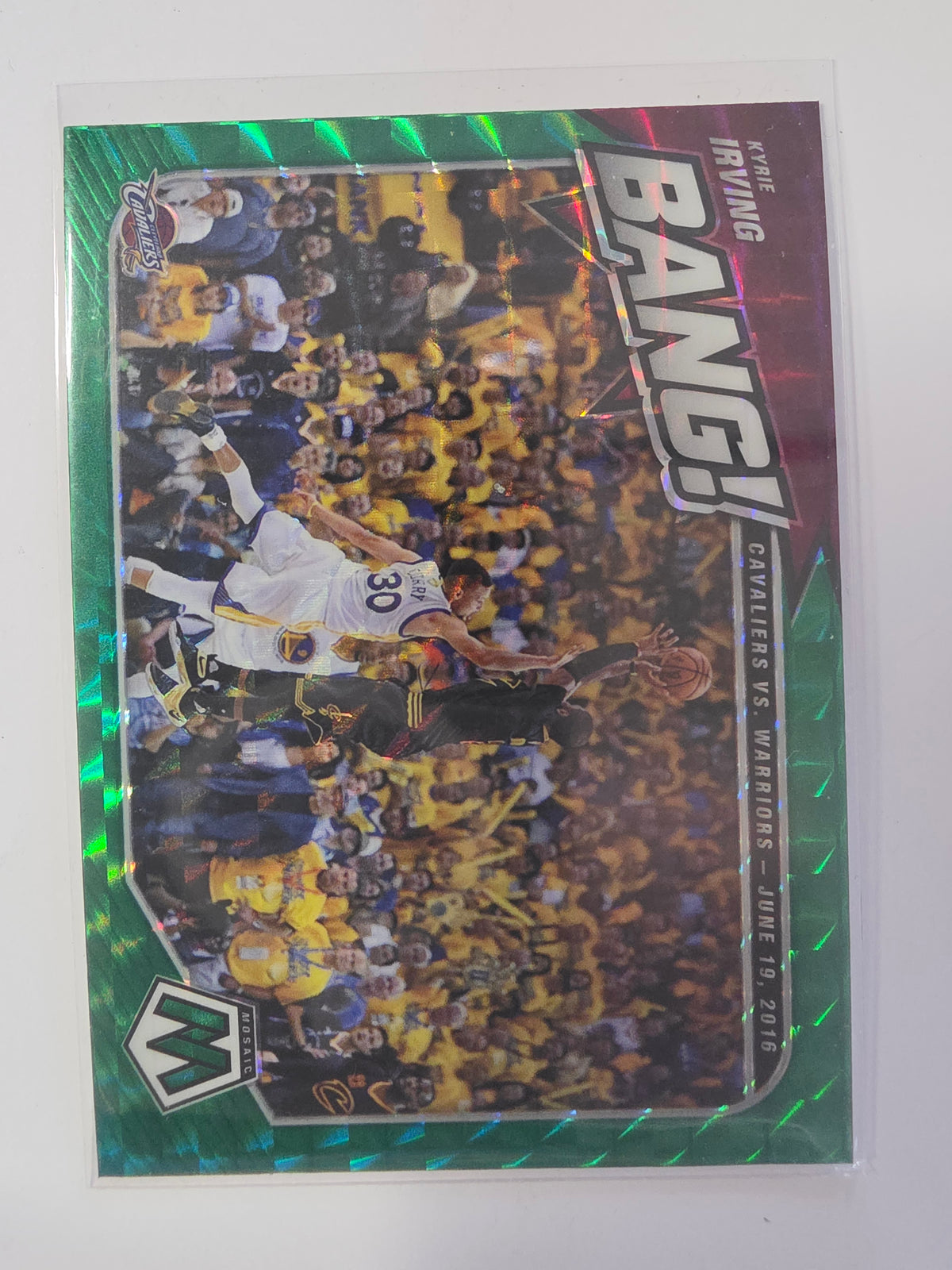 2020-21 Panini Mosaic | Green Mosaic Parallel - Bang! | #9 | Kyrie Irving | Cleveland Cavaliers