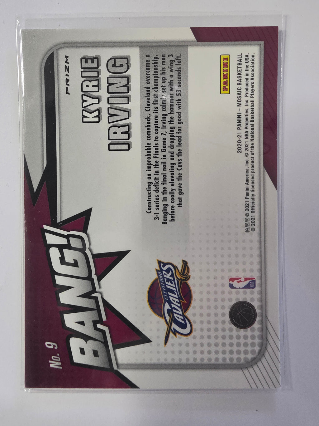 2020-21 Panini Mosaic | Green Mosaic Parallel - Bang! | #9 | Kyrie Irving | Cleveland Cavaliers
