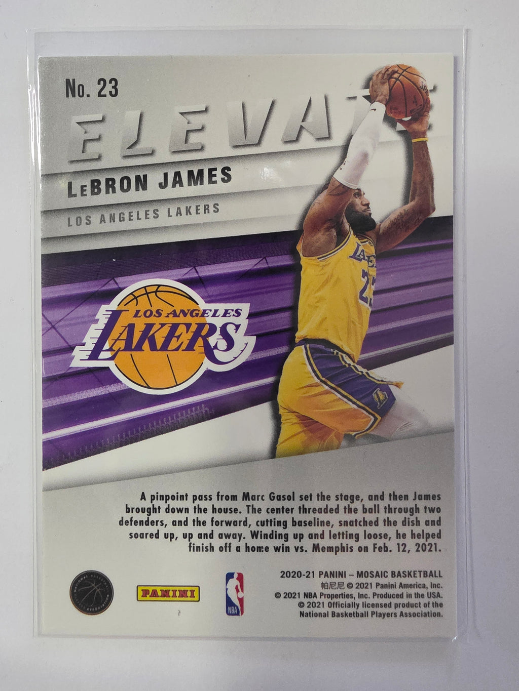 2020-21 Panini Mosaic | Elevate | #23 | LeBron James | Los Angeles Lakers