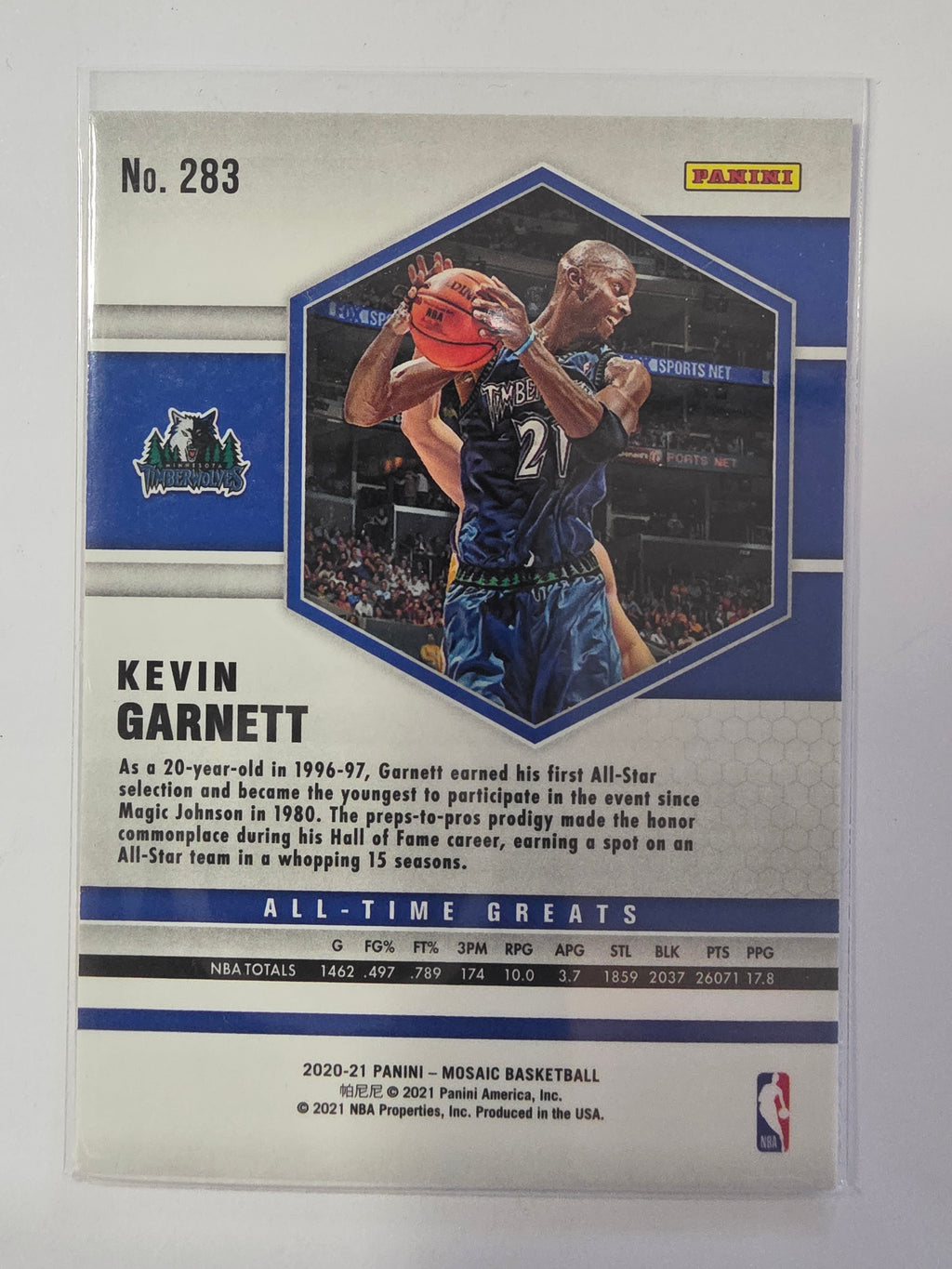 2020-21 Panini Mosaic | All-Time Greats | #283 | Kevin Garnett | Minnesota Timberwolves