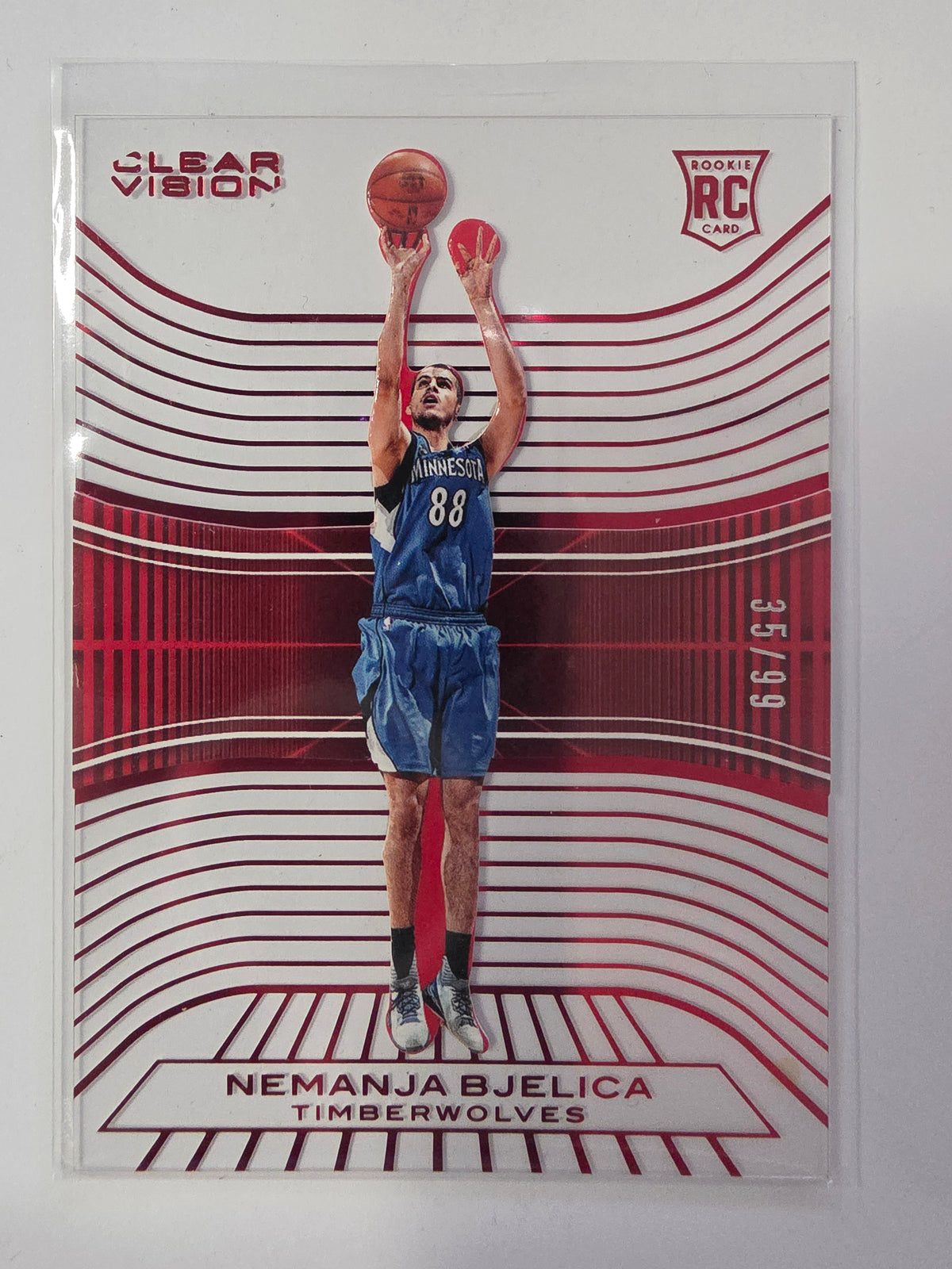 2015-16 Panini Clear Vision | Red Parallel RC /99 | #107 | Nemanja Bjelica | Minnesota Timberwolves