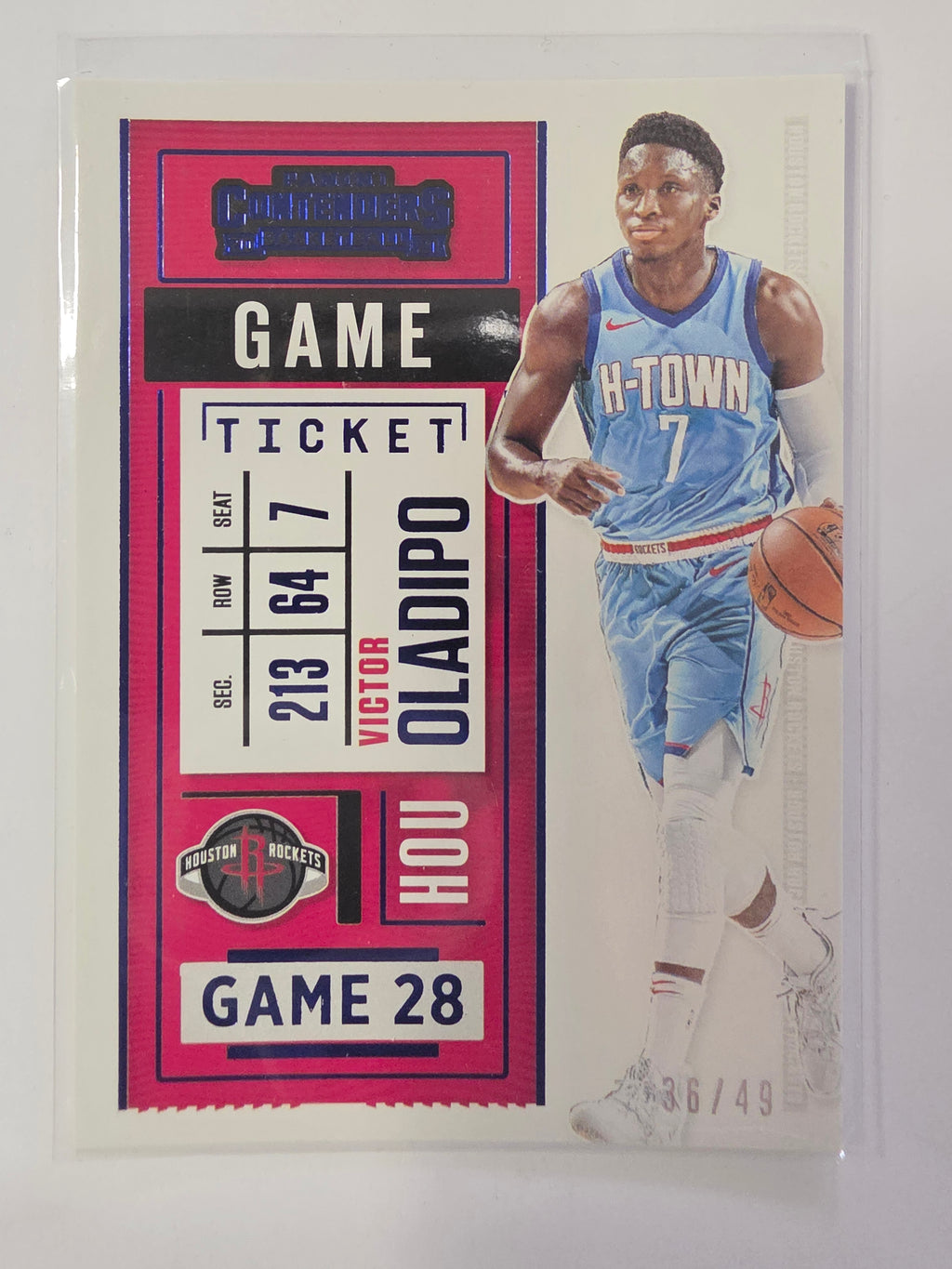 2020-21 Panini Contenders | Game Ticket Pink Parallel /49 | #82 | Victor Oladipo | Houston Rockets