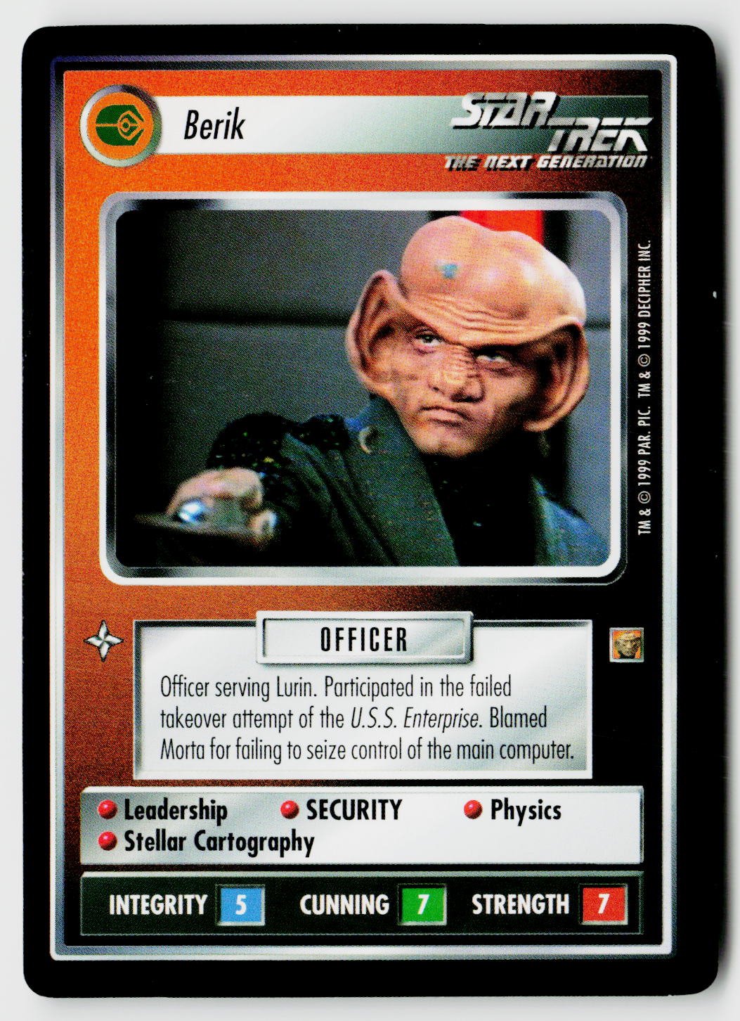 Star Trek The Next Generation CCG | Rules of Acquisition | Berik | Uncommon