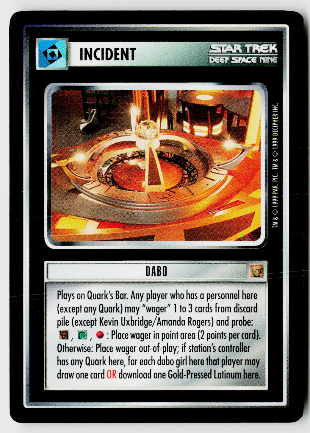 Star Trek The Next Generation CCG | Rules of Acquisition | Dabo | Uncommon