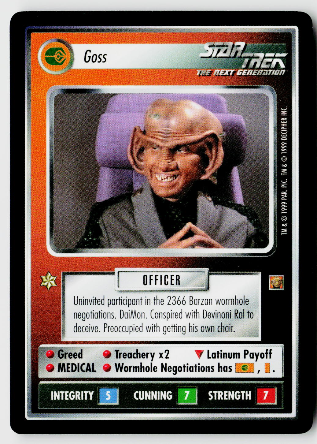 Star Trek The Next Generation CCG | Rules of Acquisition | Goss | Uncommon