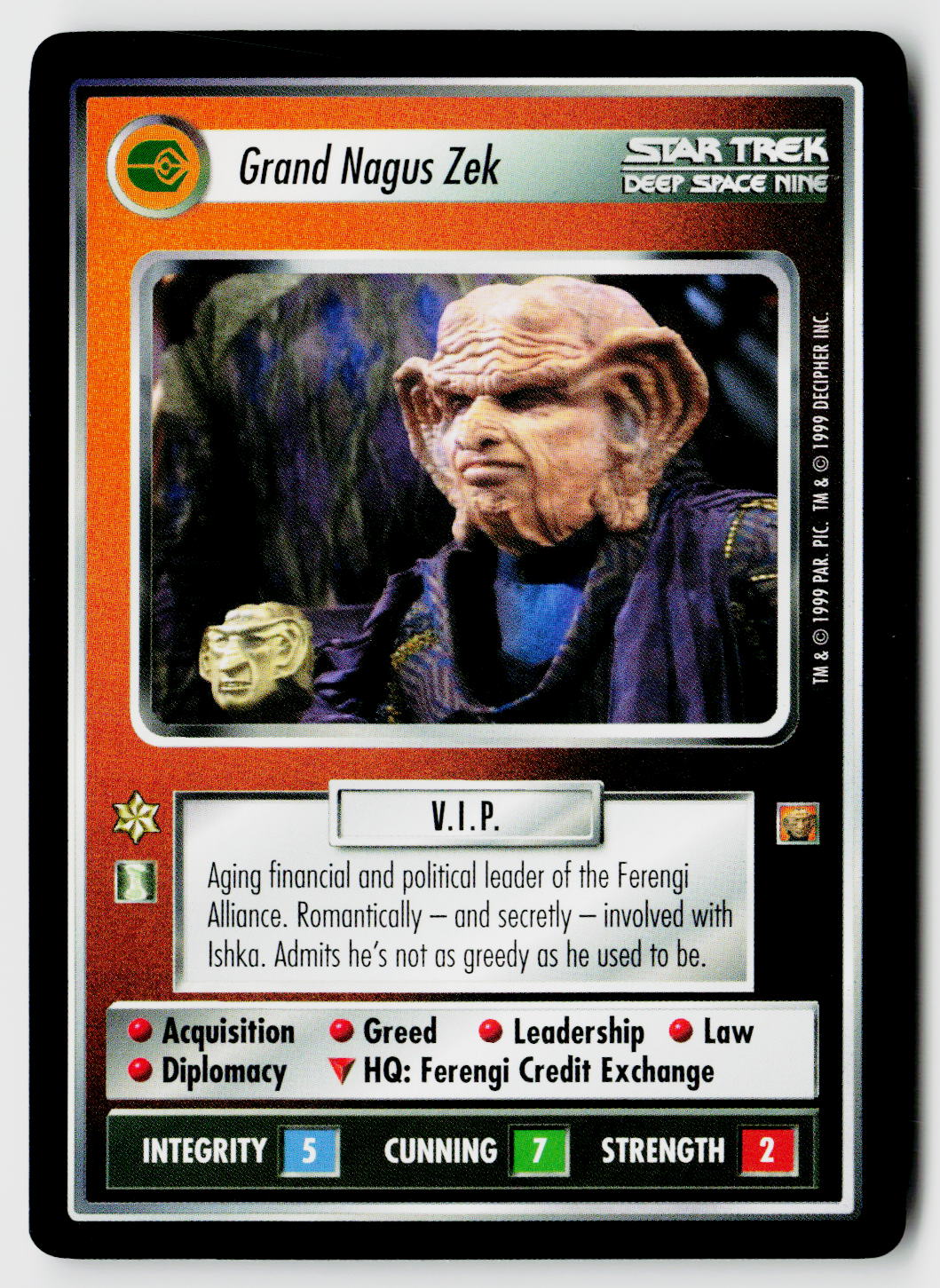 Star Trek The Next Generation CCG | Rules of Acquisition | Grand Nagus Zek | Rare