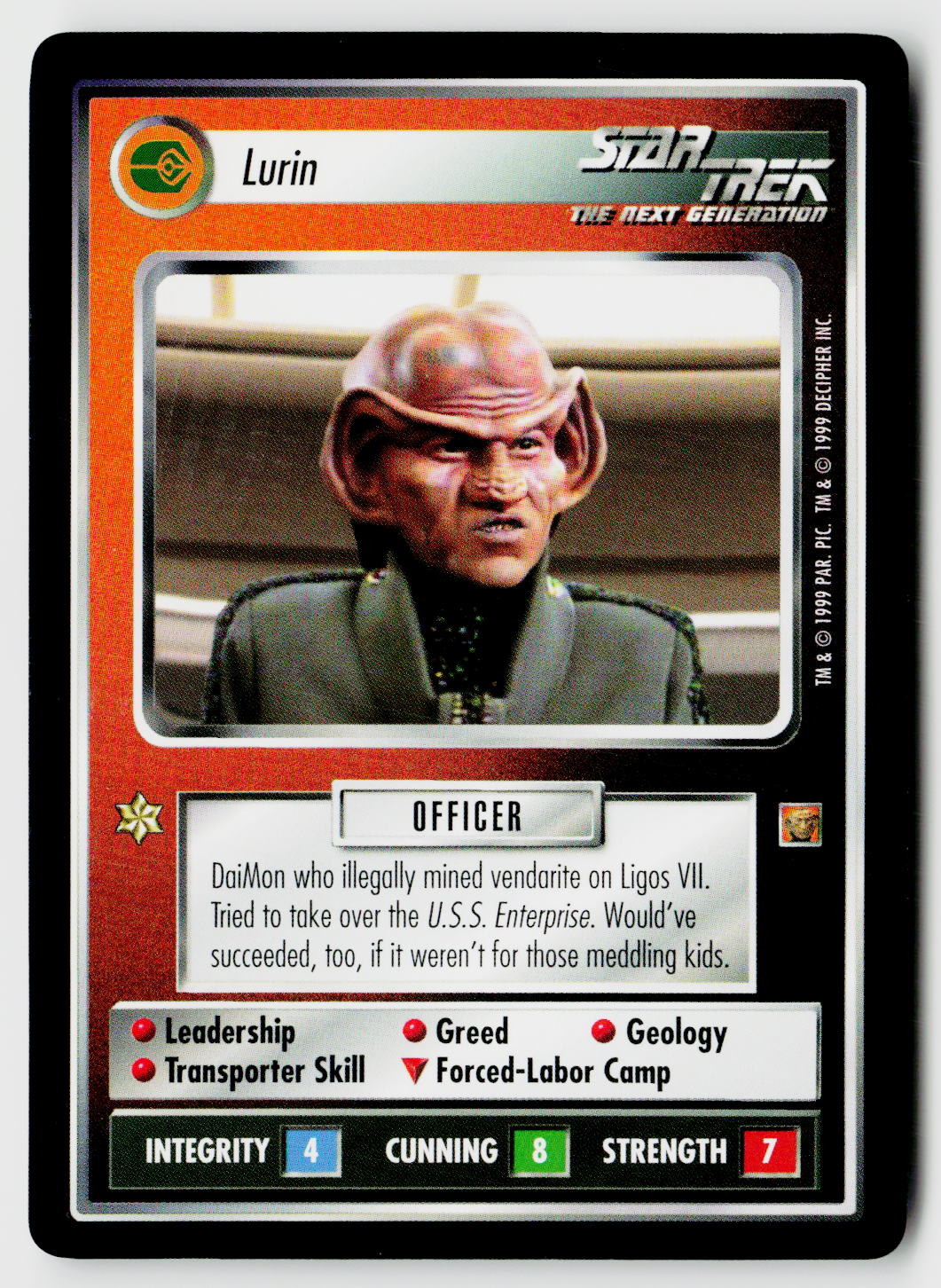 Star Trek The Next Generation CCG | Rules of Acquisition | Lurin | Rare