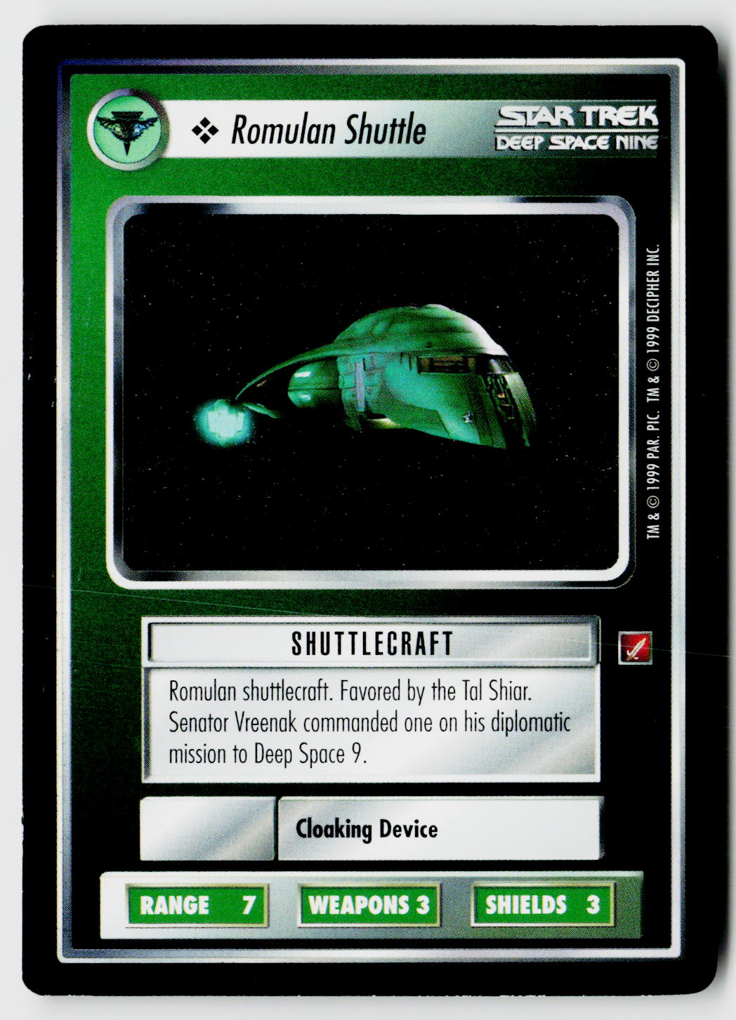 Star Trek The Next Generation CCG | Blaze of Glory | Romulan Shuttle | Common