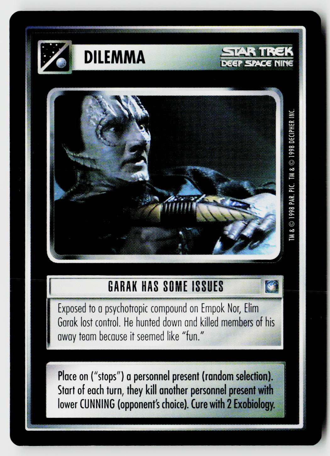 Star Trek The Next Generation CCG | Deep Space 9 | Garak Has Some Issues | Rare