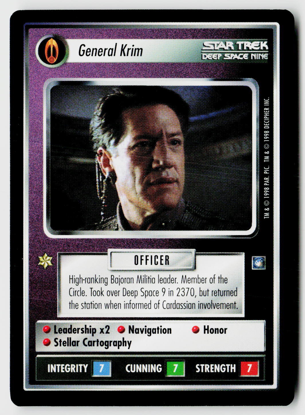 Star Trek The Next Generation CCG | Deep Space 9 | General Krim | Rare
