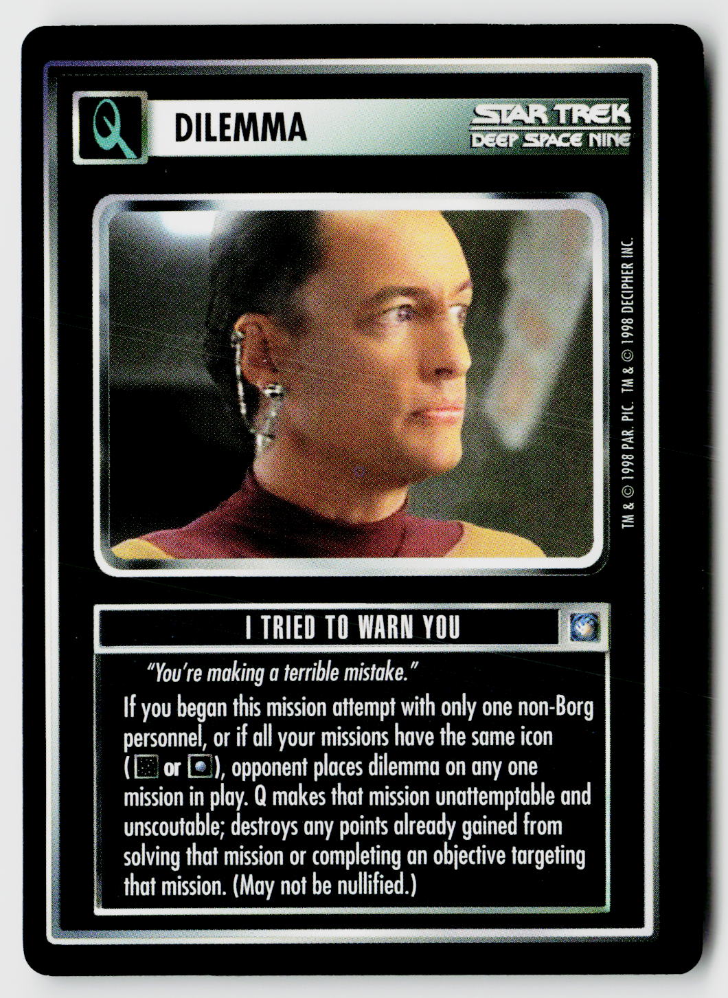 Star Trek The Next Generation CCG | Deep Space 9 | I Tried to Warn You | Uncommon
