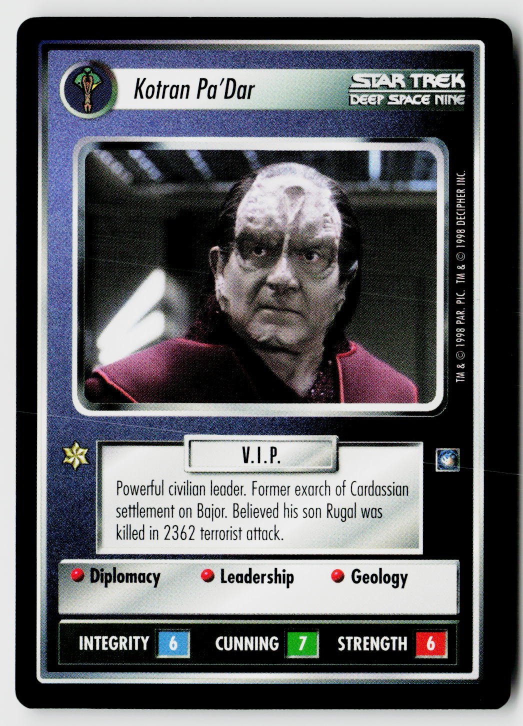 Star Trek The Next Generation CCG | Deep Space 9 | Kotran Pa'Dar | Uncommon