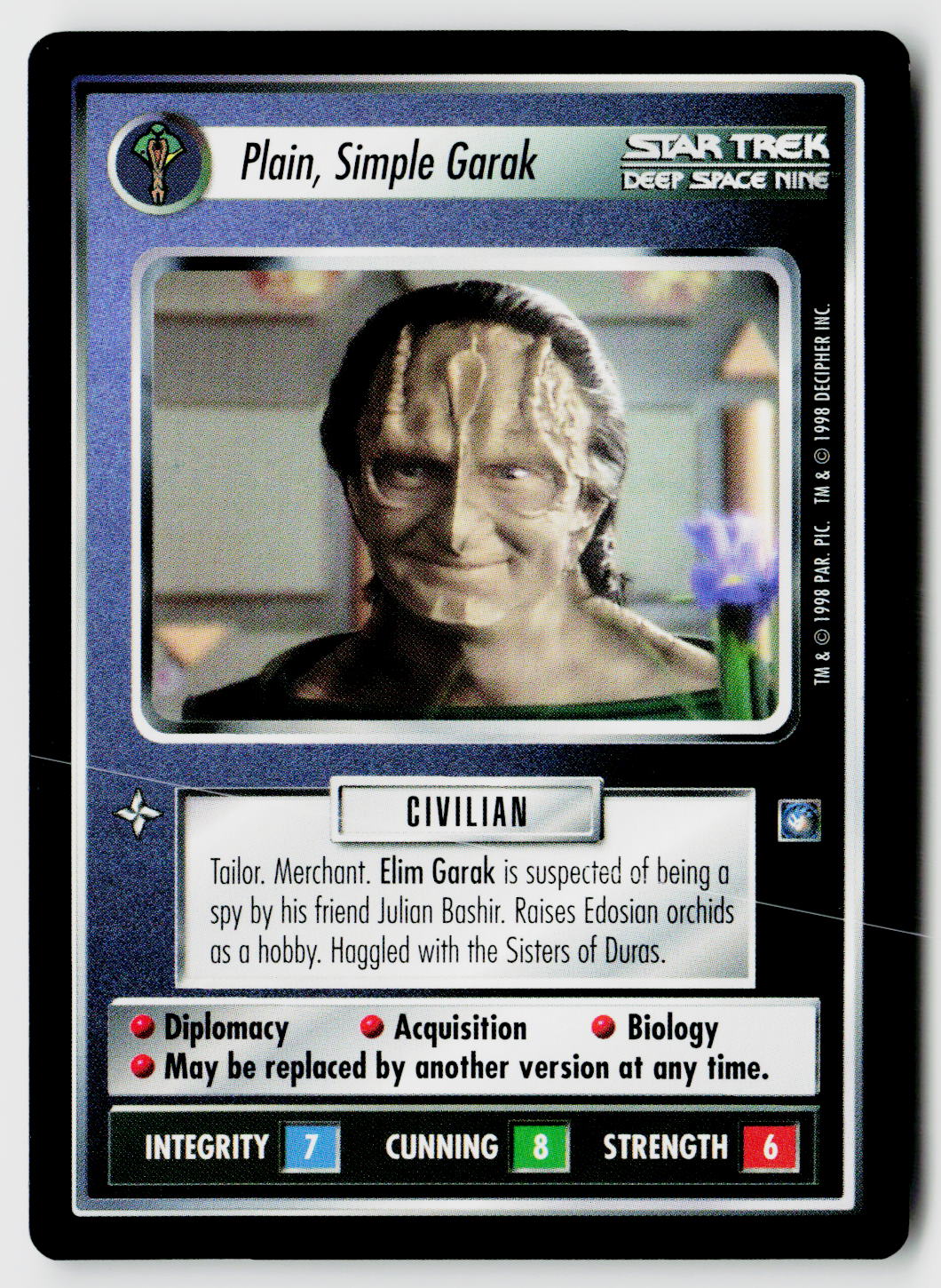 Star Trek The Next Generation CCG | Deep Space 9 | Plain, Simple Garak | Rare
