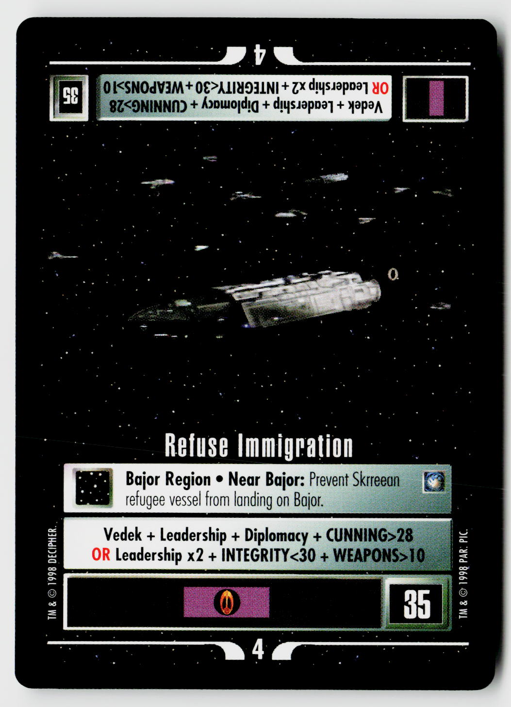 Star Trek The Next Generation CCG | Deep Space 9 | Refuse Immigration | Starter
