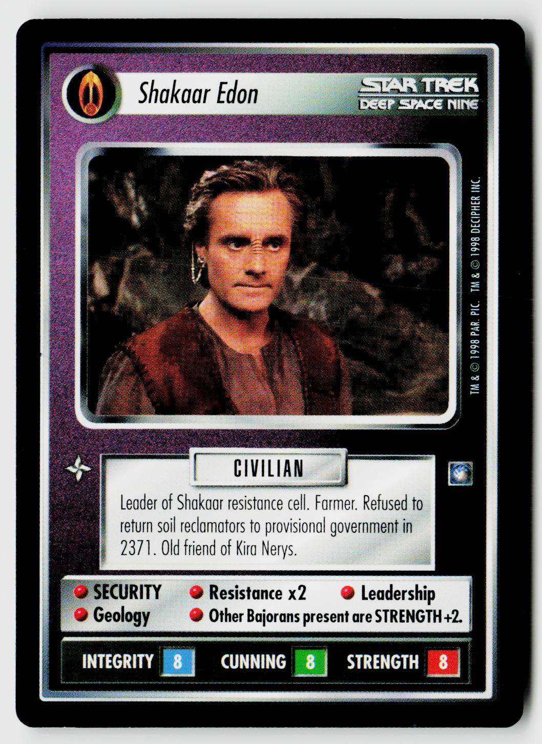 Star Trek The Next Generation CCG | Deep Space 9 | Shakaar Edon | Rare