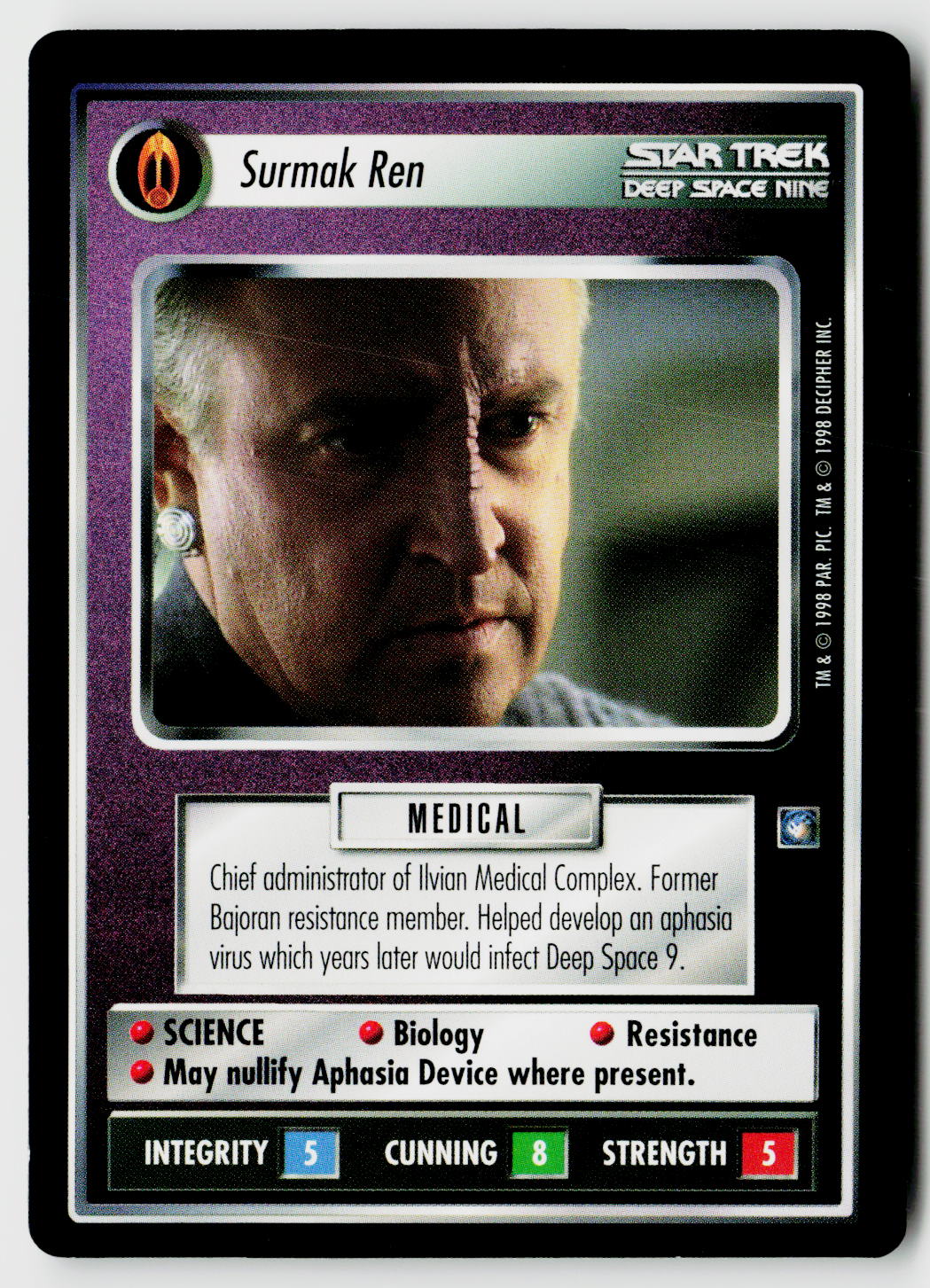 Star Trek The Next Generation CCG | Deep Space 9 | Surmak Ren | Rare