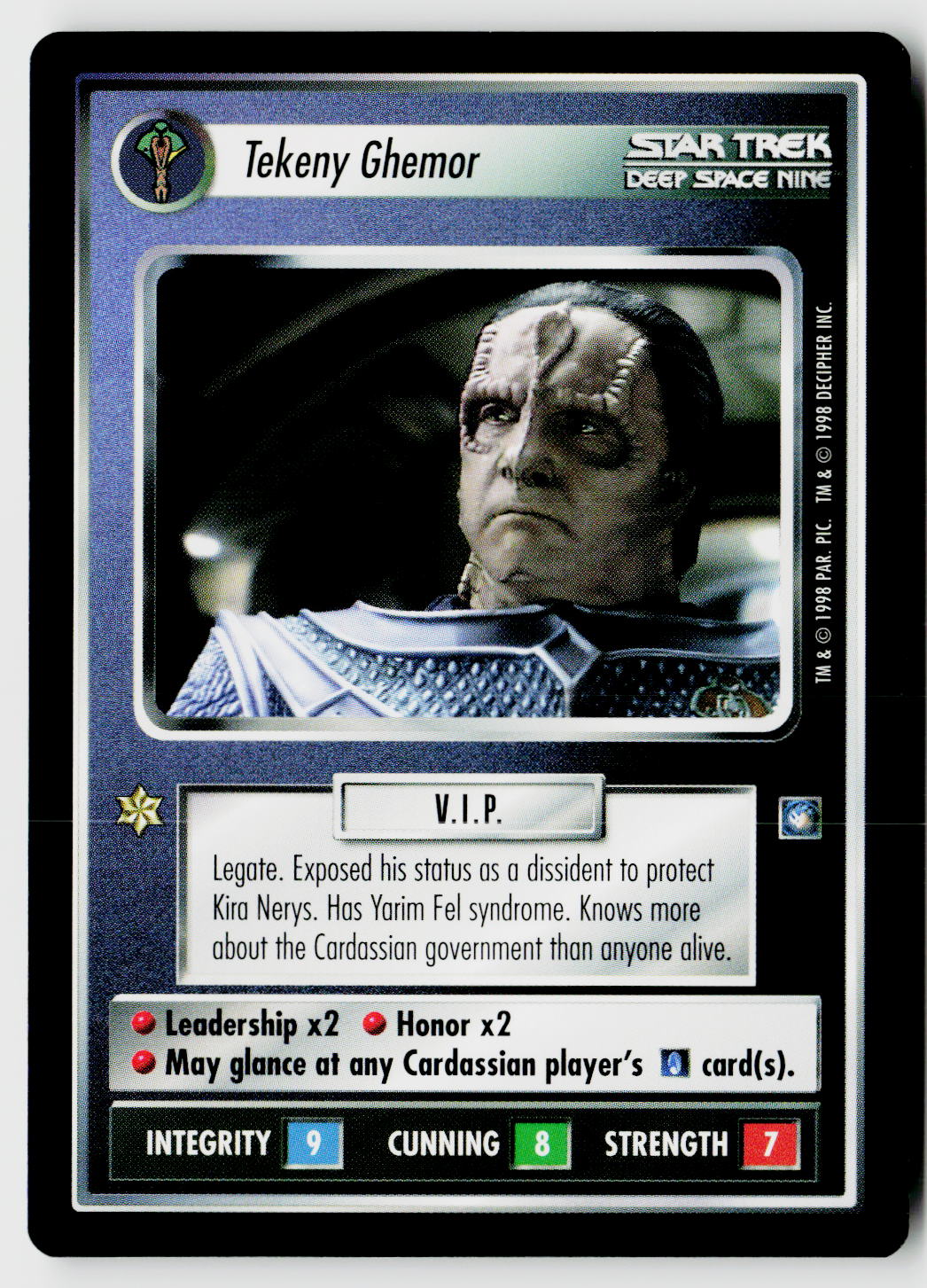 Star Trek The Next Generation CCG | Deep Space 9 | Tekeny Ghemor | Rare