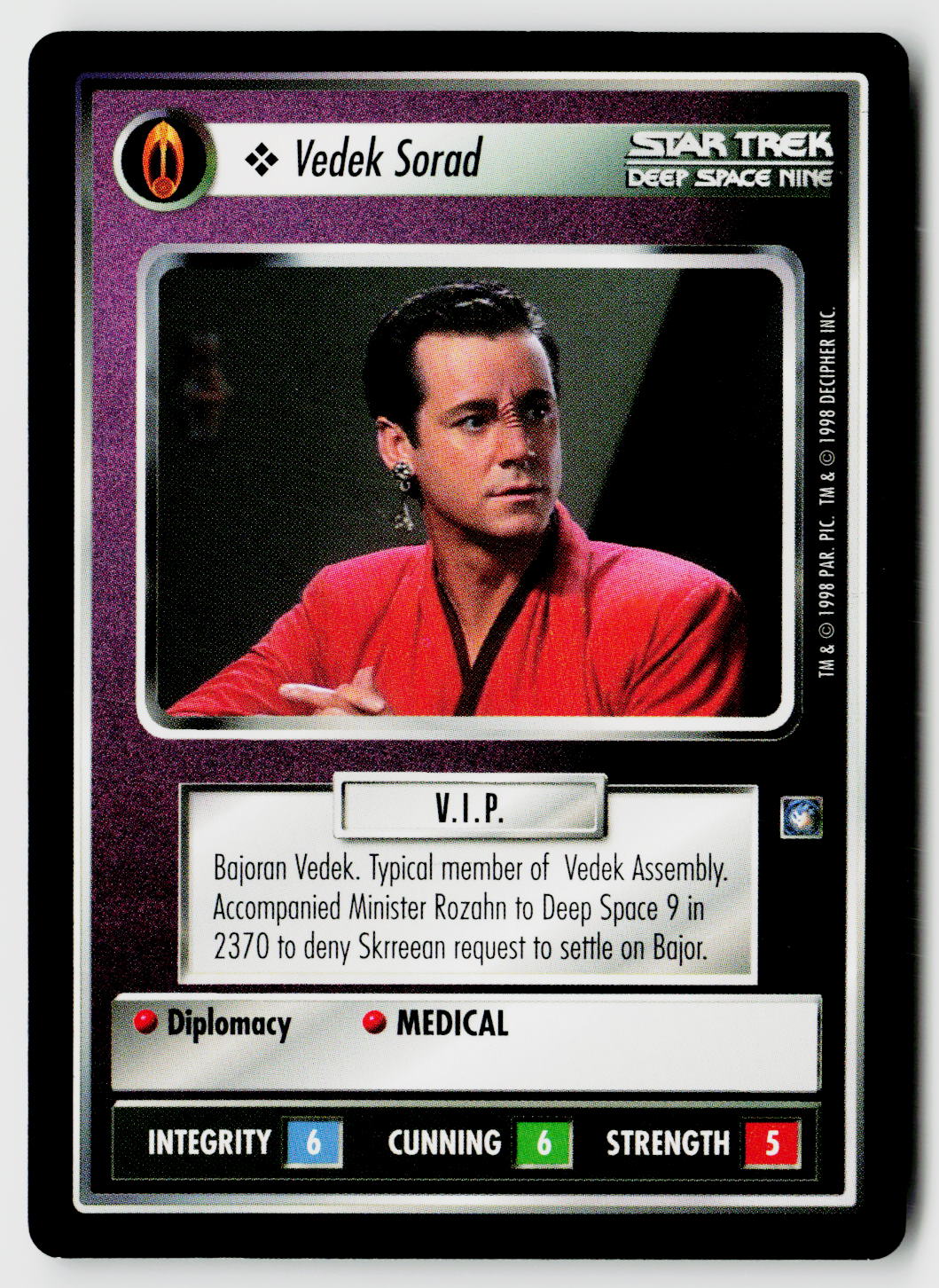Star Trek The Next Generation CCG | Deep Space 9 | Vedek Sorad | Common