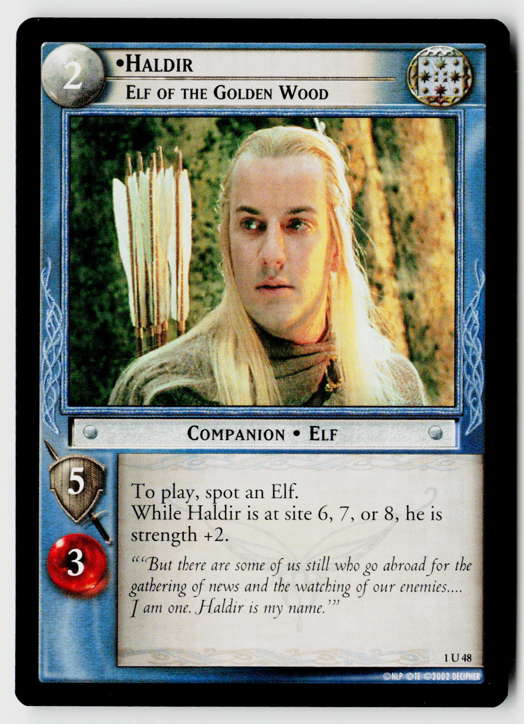 Lord of the Rings TCG | The Fellowship of the Ring #1U48 Haldir, Elf of the Golden Wood