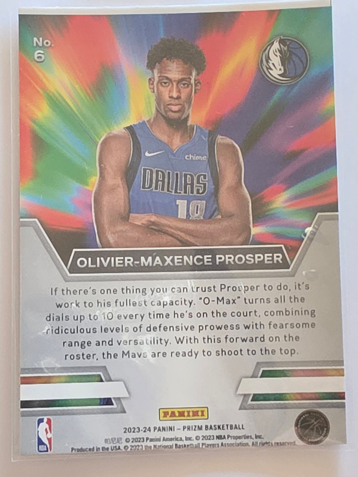 2023-24 Panini Prizm | Instant Impact Rookie Card RC | #6 | Olivier-Maxence Prosper | Dallas Mavericks