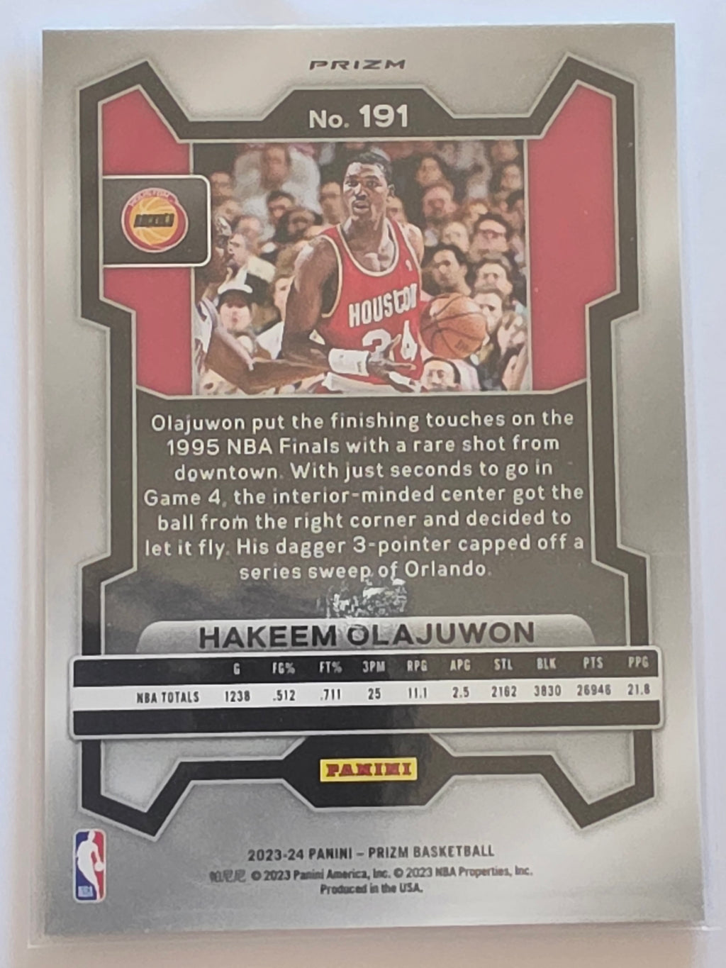 2023-24 Panini Prizm | Green Parallel | #191 | Hakeem Olajuwon | Houston Rockets