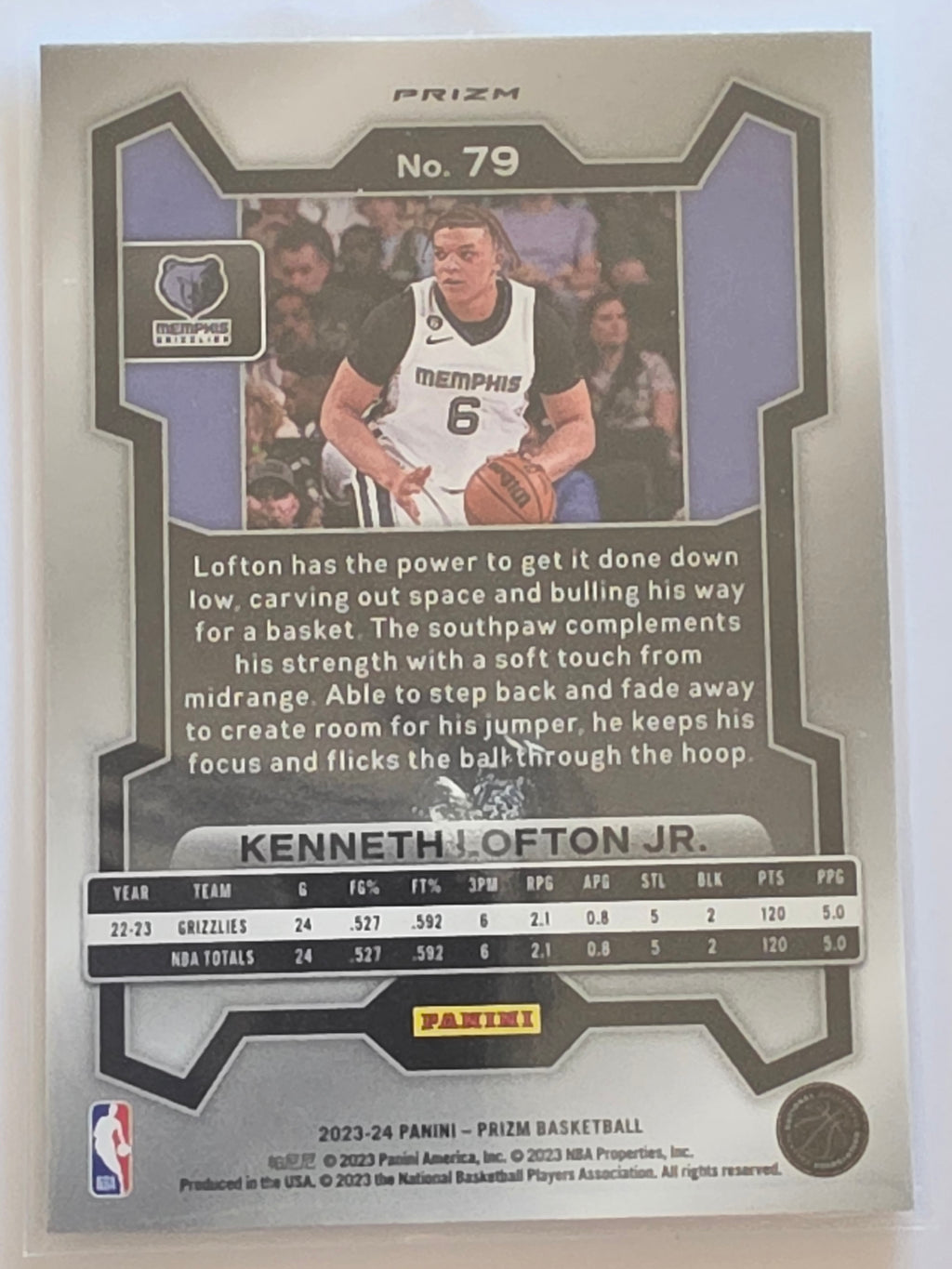 2023-24 Panini Prizm | Green Parallel | #79 | Kenneth Lofton Jr. | Memphis Grizzlies