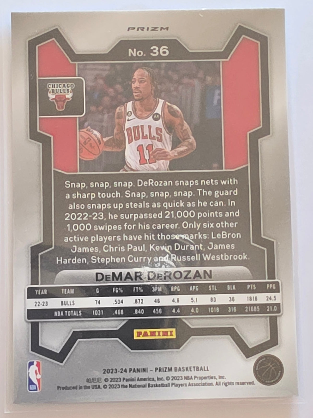 2023-24 Panini Prizm | Green Parallel | #36 | DeMar DeRozan | Chicago Bulls