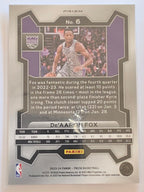 2023-24 Panini Prizm | White Sparkle Prizm Parallel | #6 | De'Aaron Fox | Sacramento Kings