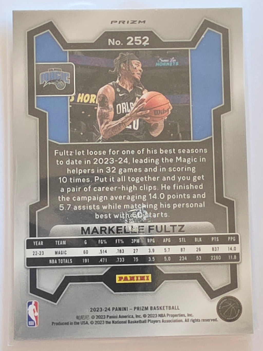 2023-24 Panini Prizm | White Sparkle Prizm Parallel | #252 | Markelle Fultz | Orlando Magic