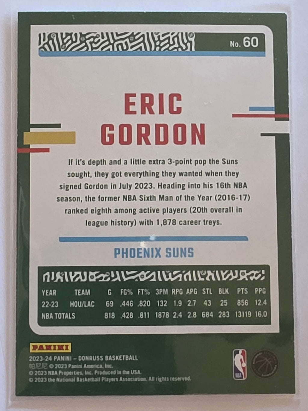2023-24 Panini Donruss | Green Parallel | #60 | Eric Gordon | Phoenix Suns