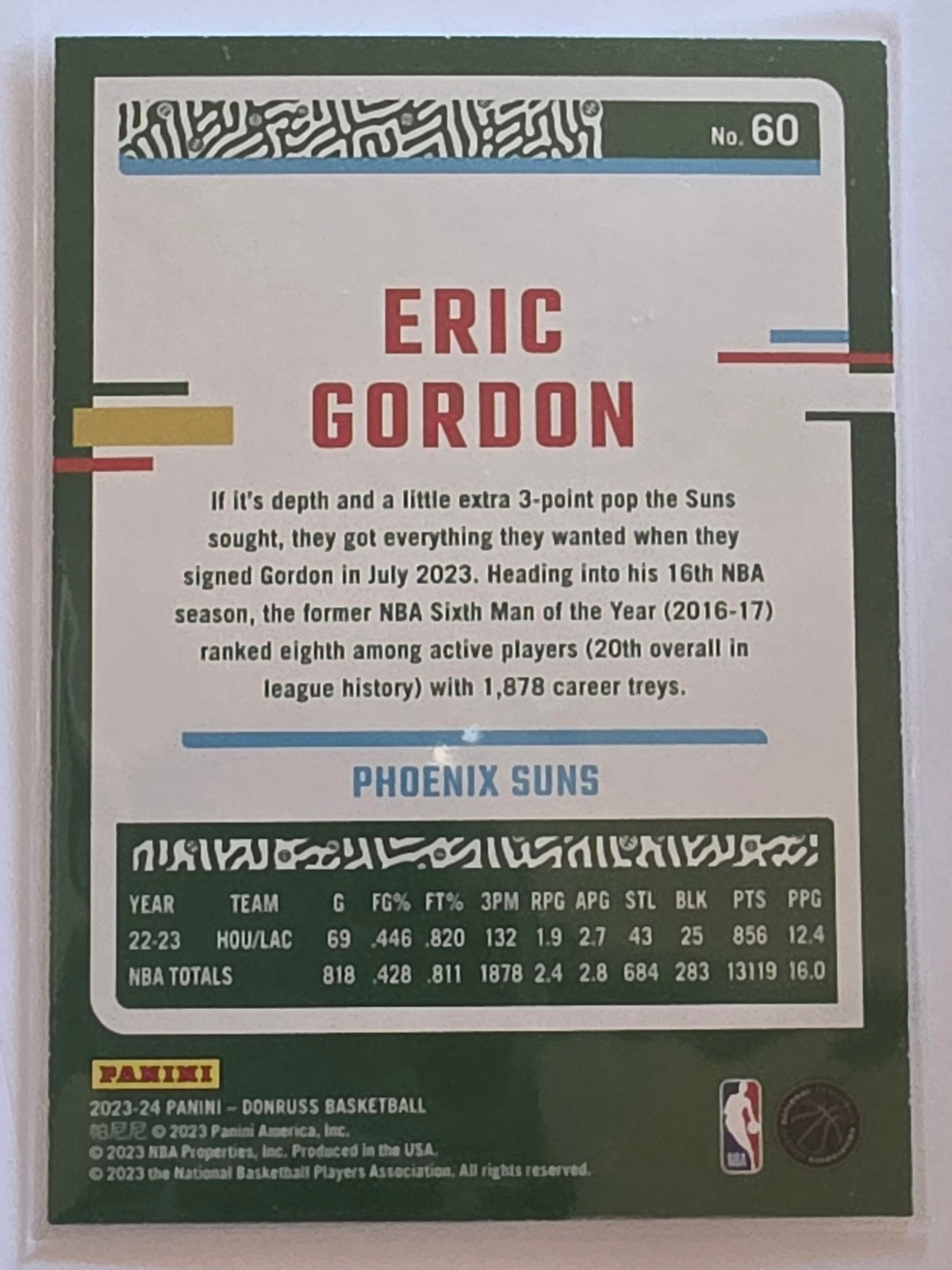 2023-24 Panini Donruss | Green Parallel | #60 | Eric Gordon | Phoenix Suns