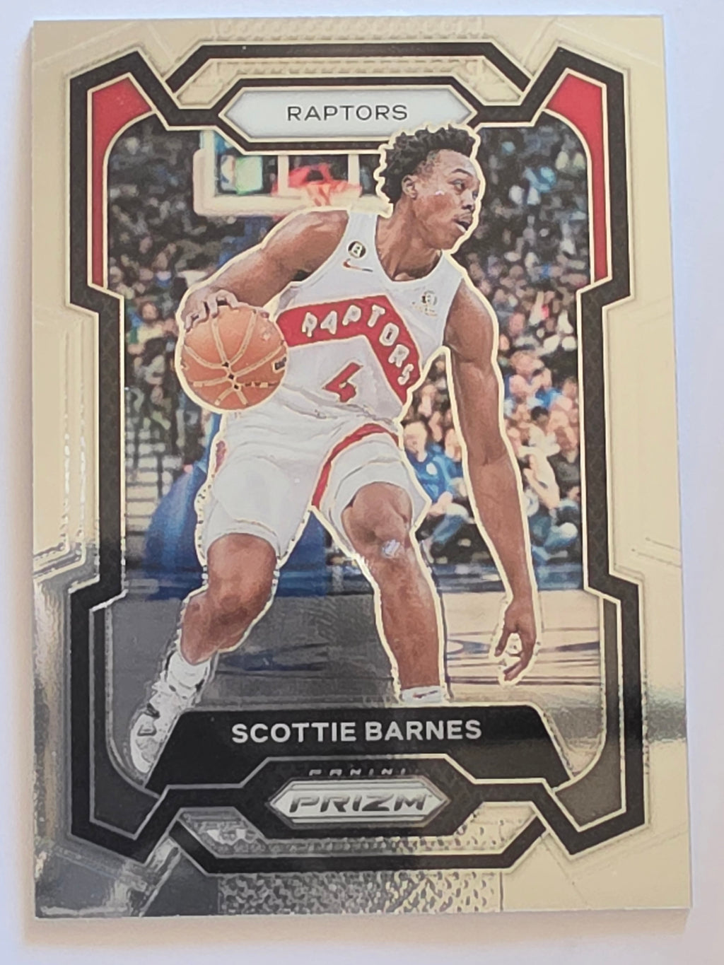 2023-24 Panini Prizm | White Sparkle Prizm Parallel | #24 | Scottie Barnes | Toronto Raptors