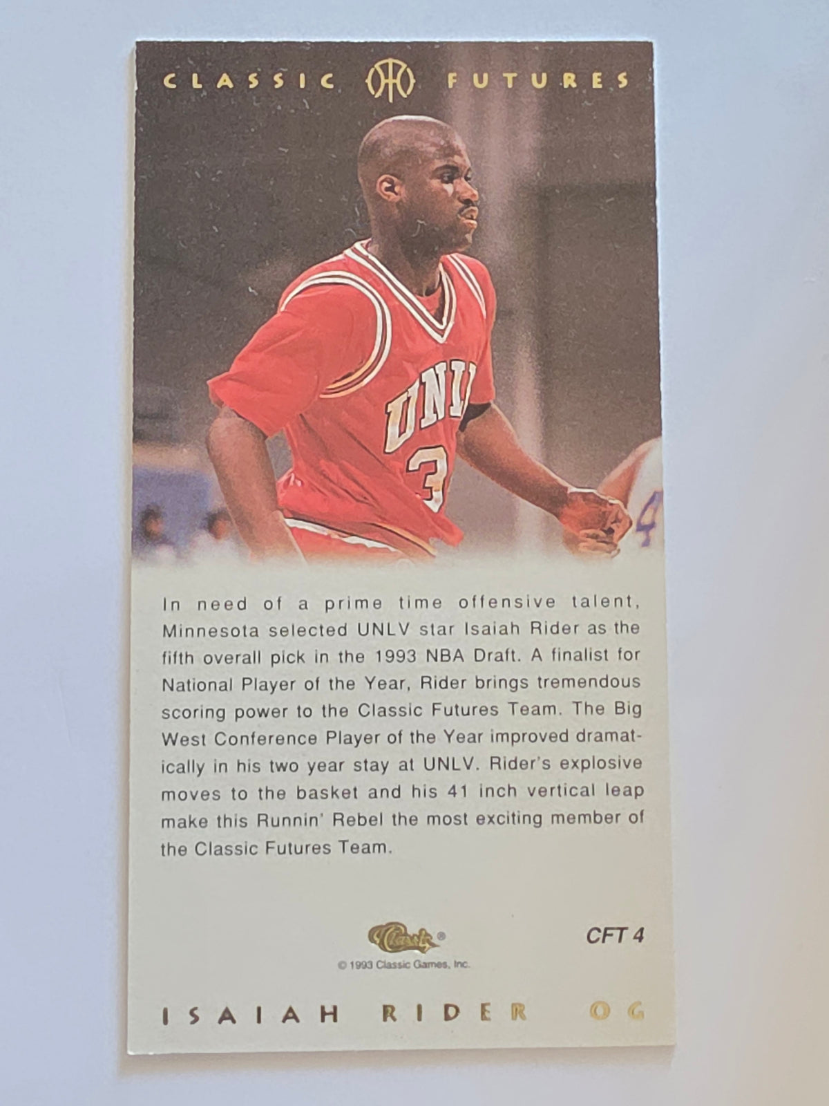 1993 Classic Futures | Classic Futures Team | #CFT 4 | Isaiah Rider | UNLV Runnin' Rebels