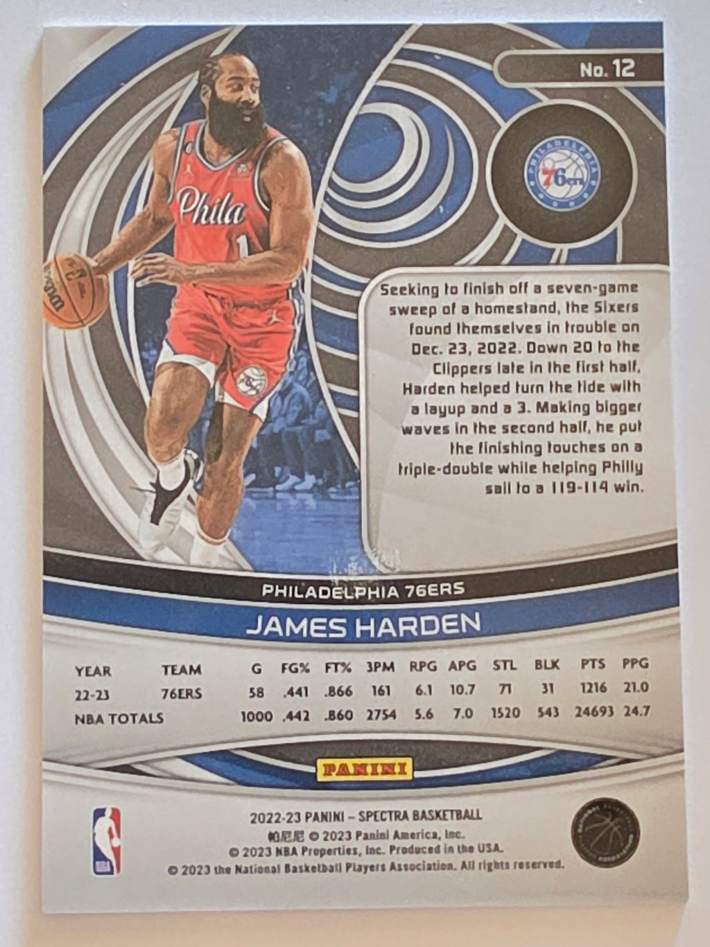 2022-23 Panini Spectra | Base | #12 | James Harden | Philadelphia 76ers