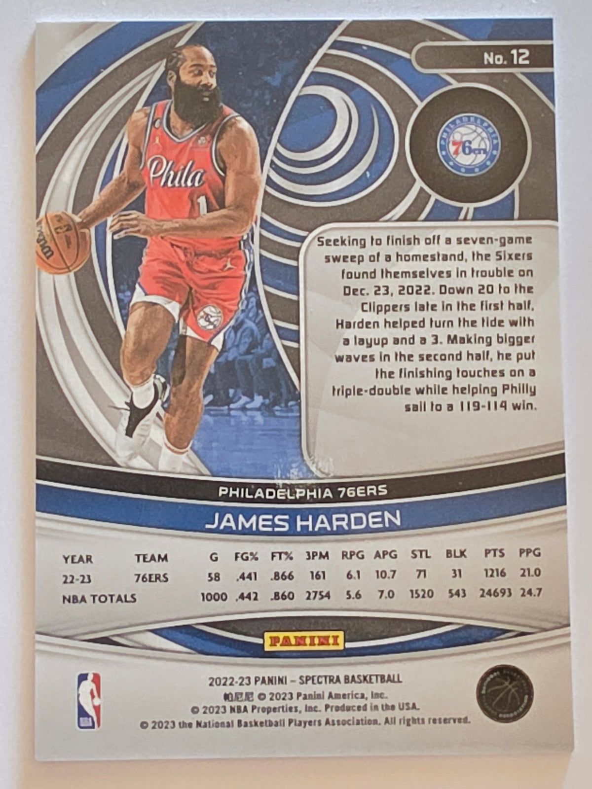 2022-23 Panini Spectra | Base | #12 | James Harden | Philadelphia 76ers