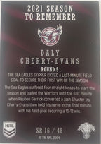 2022 TLA NRL Traders Trading card insert series 2021 Season to Remember of Manly Warringah Sea-Eagles player Daly Cherry-Evans card 16/48.