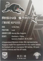 2022 TLA NRL Traders Trading card insert series Rising Stars of Penrith Panthers player J'Maine Hopgood card 31/48.
