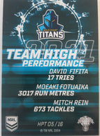 2022 TLA NRL Trading Cards insert series Team High Performance of the Gold Coast Titans. Card 05/16.