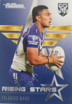 2022 TLA NRL Traders Trading card insert series Rising Stars of Canterbury Bankstown Bulldogs player Falakiko Manu card 08/48.