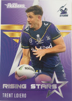 2022 TLA NRL Traders Trading card insert series Rising Stars of Melbourne Storm player Trent Loiero card 20/48.