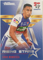 2022 TLA NRL Traders Trading card insert series Rising Stars of Newcastle Knights player Jirah Momoisea card 23/48.