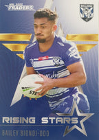 2022 TLA NRL Traders Trading card insert series Rising Stars of Canterbury Bankstown Bulldogs player Bailey Biondi-Odo card 07/48.