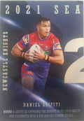 2022 TLA NRL Traders Trading card insert series 2021 Season to Remember of Newcastle Knights player Daniel Saifiti card 22/48.