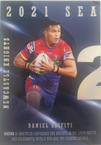 2022 TLA NRL Traders Trading card insert series 2021 Season to Remember of Newcastle Knights player Daniel Saifiti card 22/48.