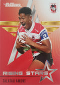 2022 TLA NRL Traders Trading card insert series Rising Stars of St George Illawarra Dragons player Talatau Amone card 37/48.