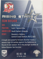 2022 TLA NRL Traders Trading card insert series Rising Stars of Sydney City Roosters player Egan Butcher card 40/48.
