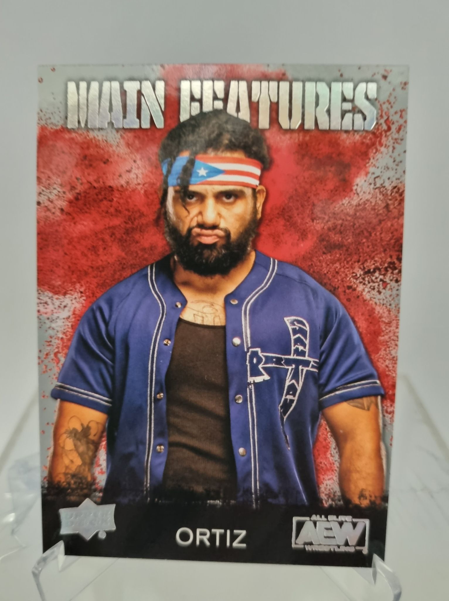 AEW Upper Deck 2021 trading card insert series Main Features Silver Parallel featuring Ortiz.